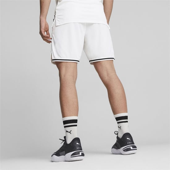 Men's Puma Hoops Team Game Basketball Shorts in White - Image 4