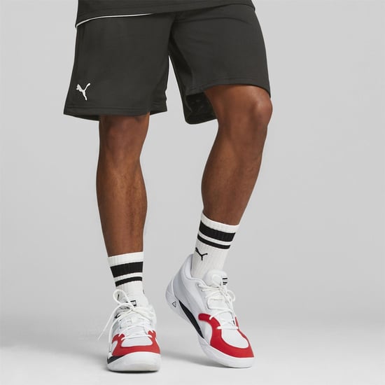 Men's Puma Hoops Team Practice Basketball Shorts in Black - Image 3