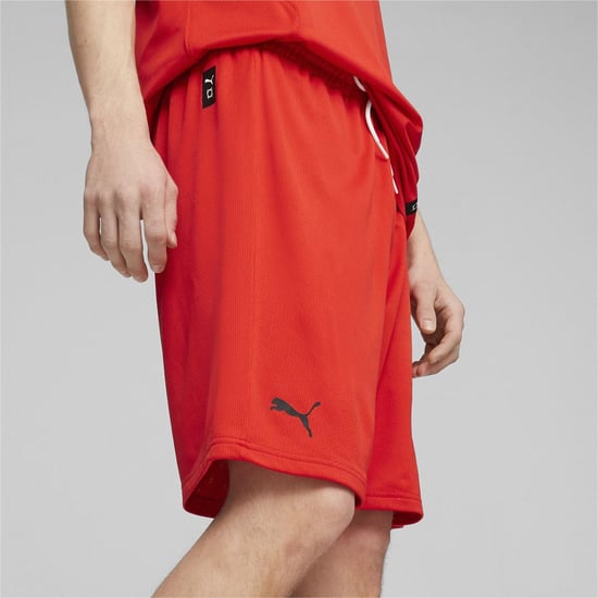 Men's Puma Hoops Team Practice Basketball Shorts in Red - Image 4