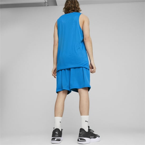Men's Puma Hoops Team Practice Basketball Shorts in Elec Blue - Image 4