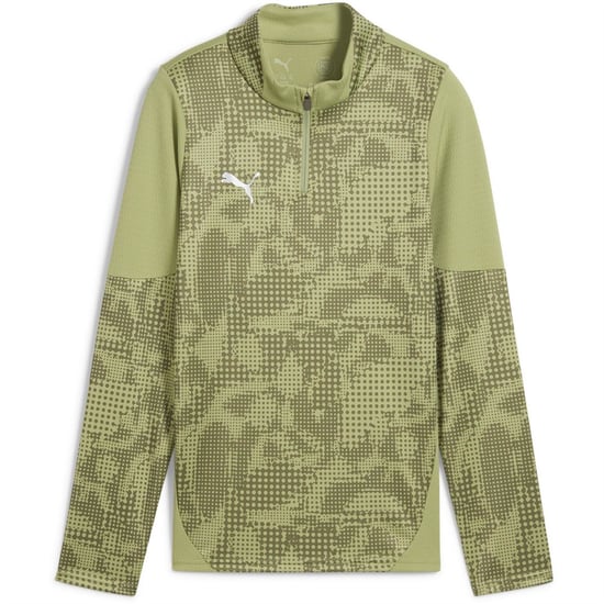 Boys Puma Teamcup Training Quarter Zip Top Jr Fleece Unisex Kids in ClmngGrn-Sl-lv - Image 1