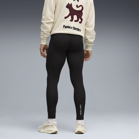 Men's Puma X Saysky Fleece Performance Running Tights in Black - Image 4