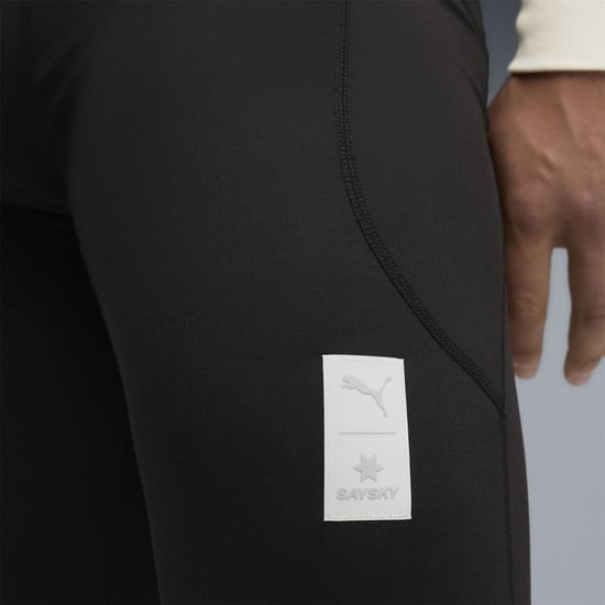 Men's Puma X Saysky Fleece Performance Running Tights in Black - Image 6
