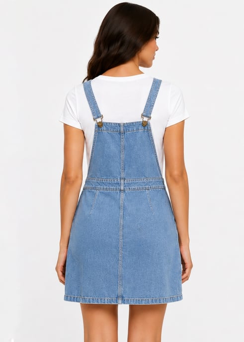 Light Denim Dungaree Pinafore Dress - Image 2