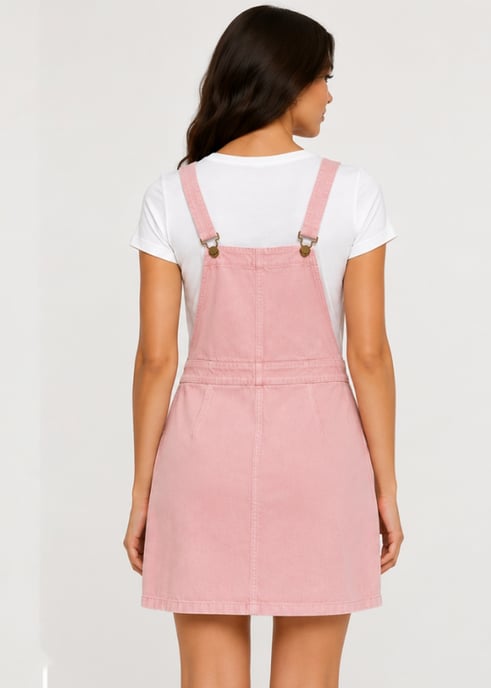Nude Suede Dungaree Pinafore Dress - Image 2