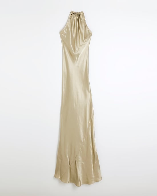 River Island Womens Slip Maxi Dress Gold Halter Neck - Image 6