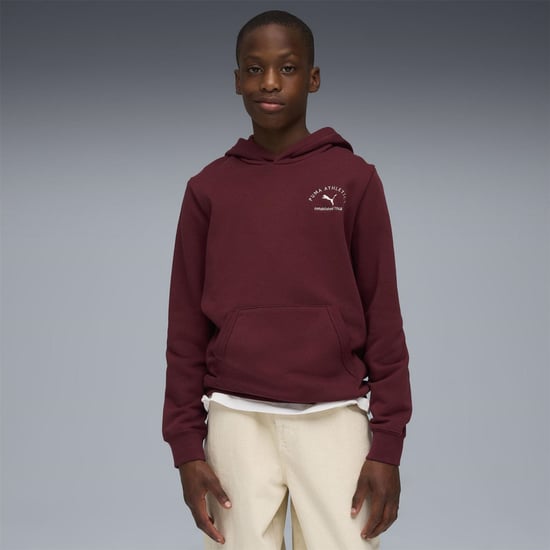 Boys Puma Kids Classraphic Overhead Hoodie in Ruby Shimmer - Image 3