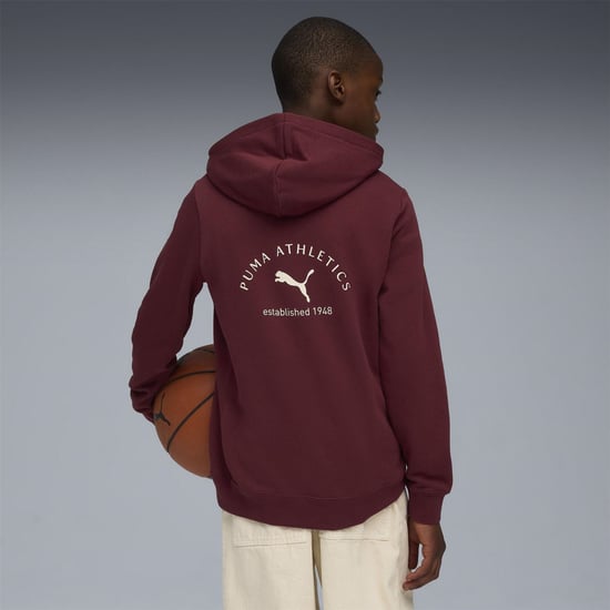 Boys Puma Kids Classraphic Overhead Hoodie in Ruby Shimmer - Image 4