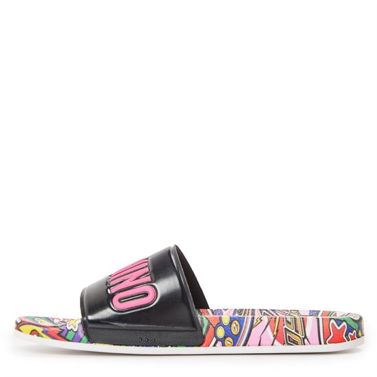 Women's Moschino Slider Slippers in Black - Image 2