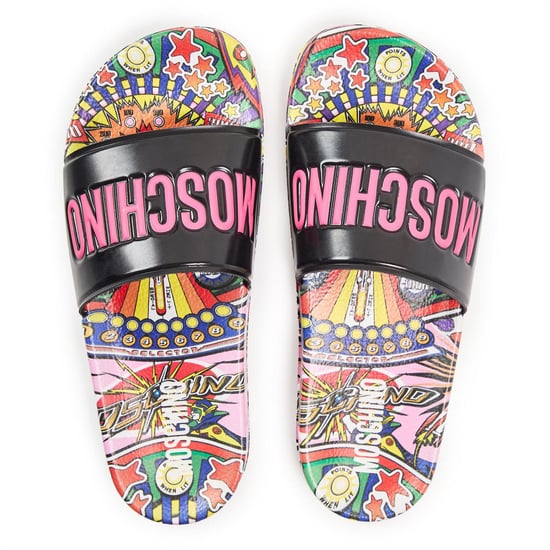 Women's Moschino Slider Slippers in Black - Image 4