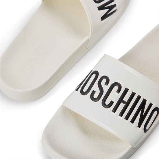 Men's Moschino Slider Slippers in White - Image 3