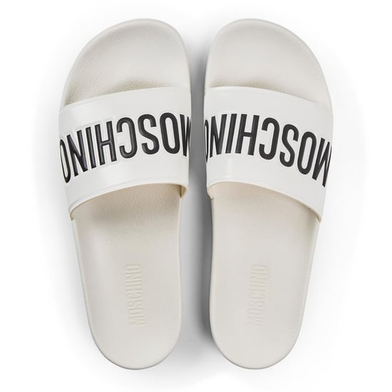 Men's Moschino Slider Slippers in White - Image 4