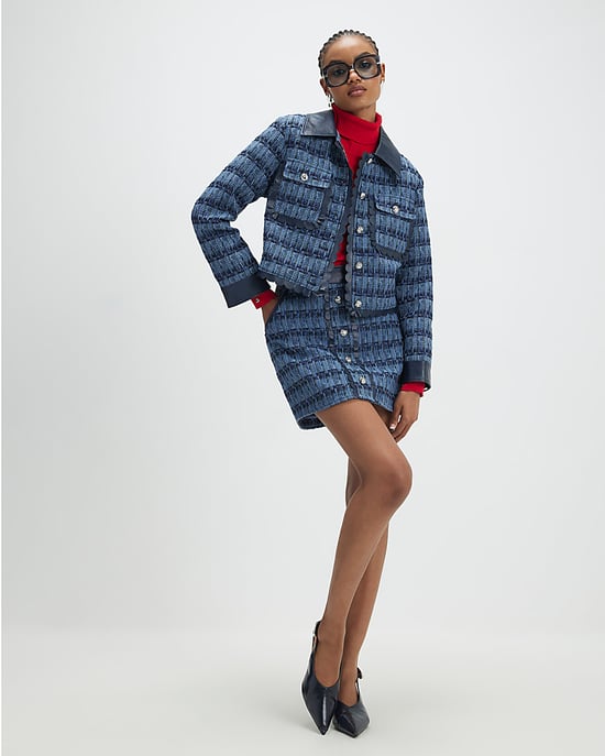 River Island Womens Trophy Jacket Blue Boucle Scallop - Image 2