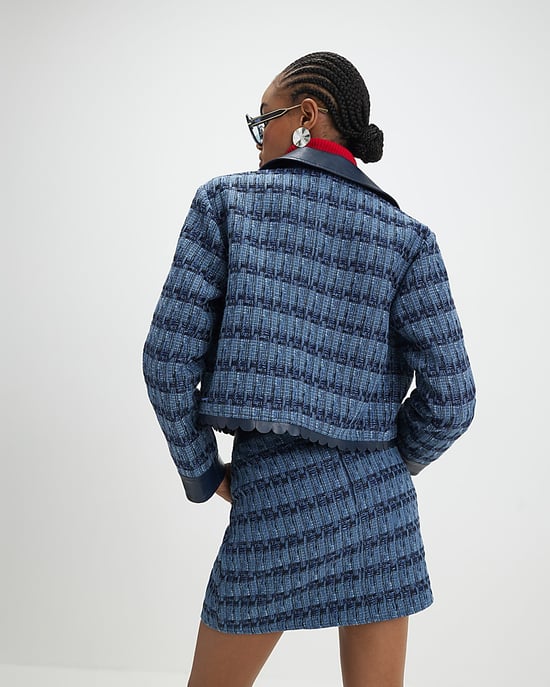 River Island Womens Trophy Jacket Blue Boucle Scallop - Image 3