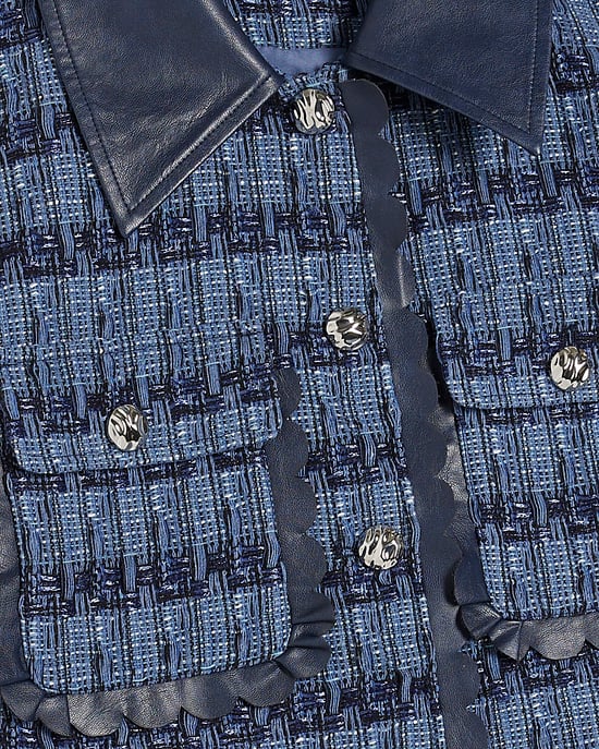 River Island Womens Trophy Jacket Blue Boucle Scallop - Image 5