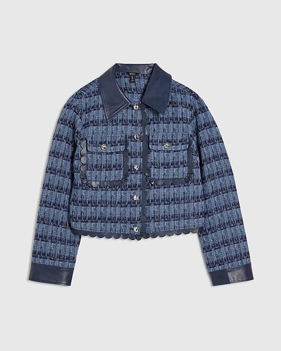 River Island Womens Trophy Jacket Blue Boucle Scallop - Image 6