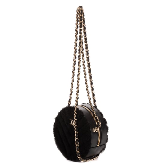 CC Shearling Chevron Round Crossbody schoudertas - Image 2