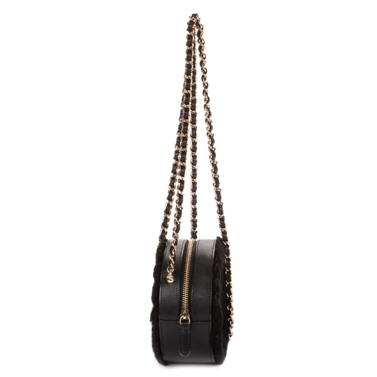CC Shearling Chevron Round Crossbody schoudertas - Image 4