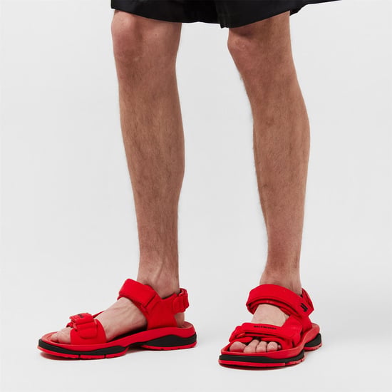 Men's Balenciaga Flat Sandals in Red/Black - Image 3