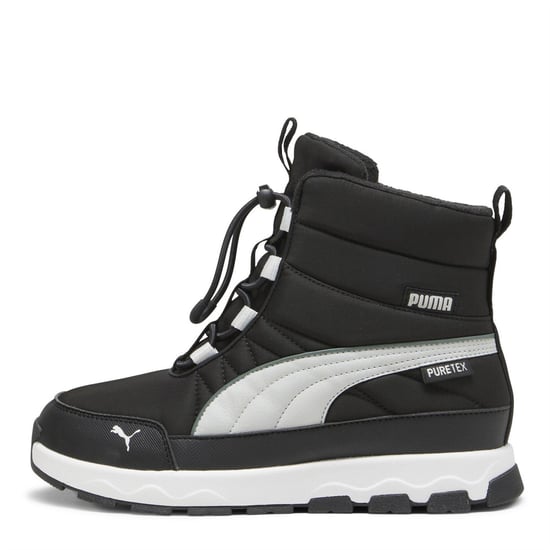 Boys Puma Kids Evolve Puretex Snow Boots in Blk-Ash Gry-Wht - Image 2