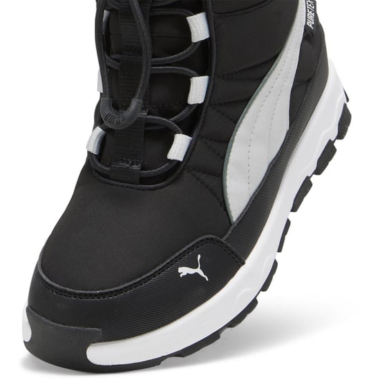 Boys Puma Kids Evolve Puretex Snow Boots in Blk-Ash Gry-Wht - Image 6