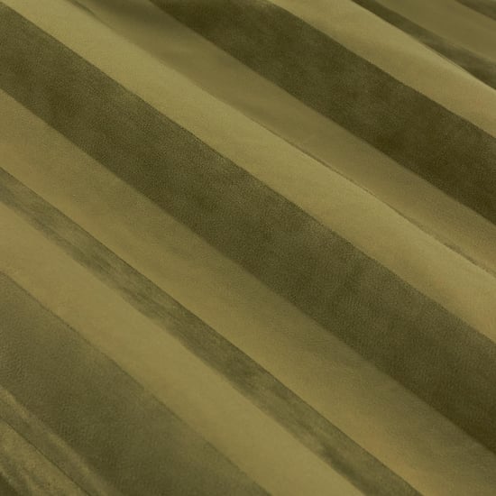 Paoletti Regency Stripe Velvet Fully Lined Eyelet Curtain Pair, Olive - Image 5