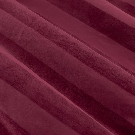 Paoletti Regency Stripe Velvet Fully Lined Eyelet Curtain Pair, Burgundy - Image 5