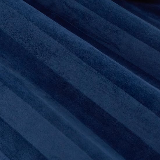 Paoletti Regency Stripe Velvet Fully Lined Eyelet Curtain Pair, Midnight - Image 5