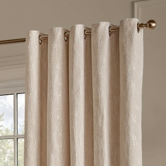 Paoletti Aurelio Chenille Fully Lined Eyelet Curtain Pair, Ivory - Image 3