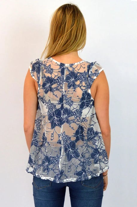 Floral Lace Sleeveless Swing Top - Image 3