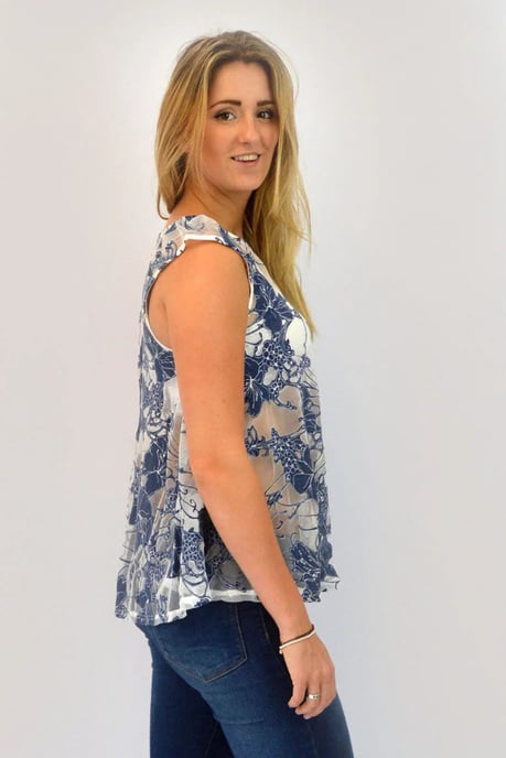 Floral Lace Sleeveless Swing Top - Image 4