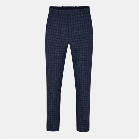 Men's Hugo Jeffery Plaid Patterned Slim Fit Chinos in Dark Grey - Image 1