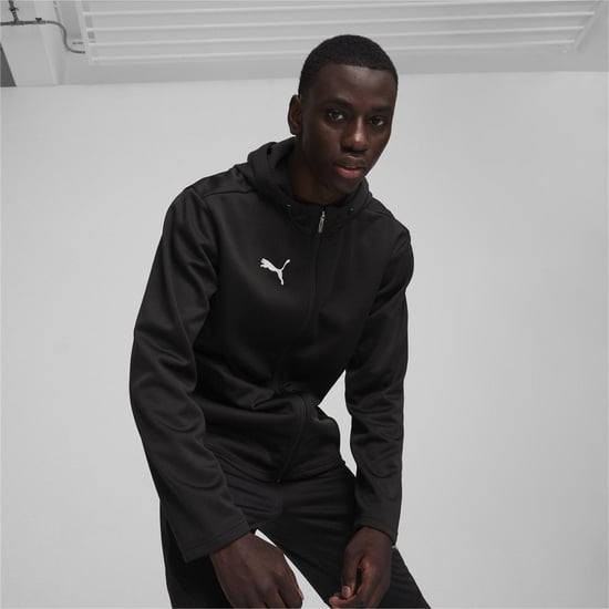 Men's Puma Teamfinal Training Fleece Jacket Tracksuit Top in Black/Silver - Image 3
