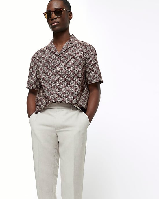 River Island Mens Suit Trousers Beige Slim Fit Linen Blend - Image 6