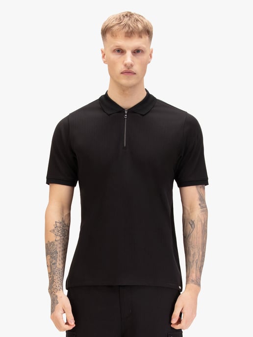 Luke 1977 Men's Henry Polo in Black - Image 2