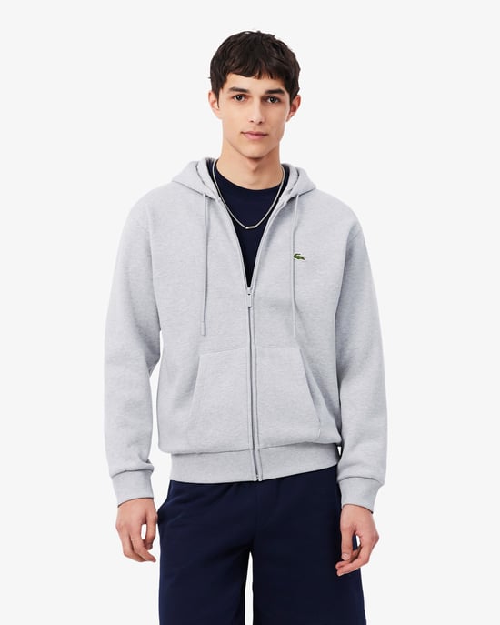Long Sleeve Logo Detail Hoodie in Silver - Image 1