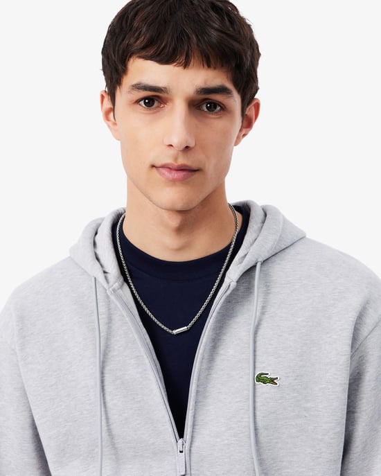 Long Sleeve Logo Detail Hoodie in Silver - Image 2