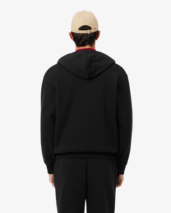 Long Sleeve Logo Detail Hoodie in Black - Image 4