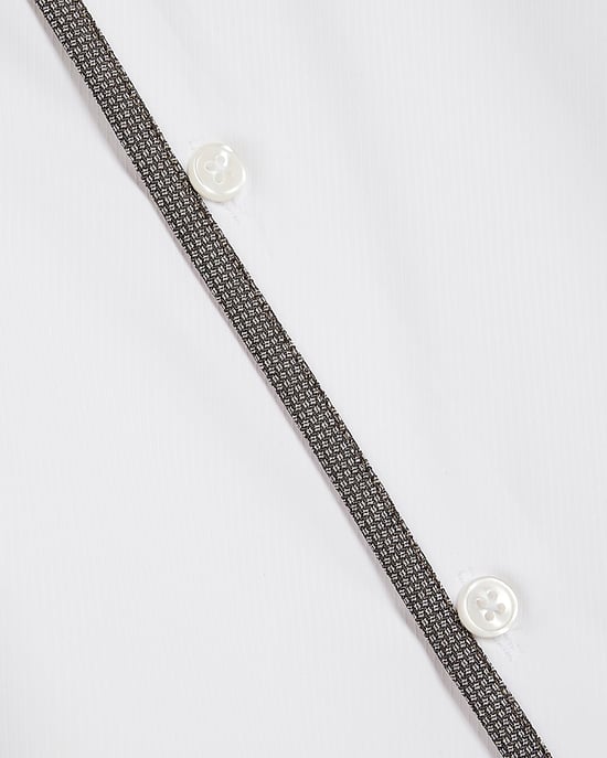 River Island Mens Shirt White Slim Fit Long Sleeved Tipped - Image 4