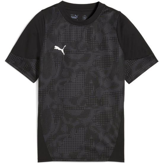 Boys Puma Football Jersey Short Sleeve Performance T-Shirt in Blk-Sil-FltDGry - Image 1
