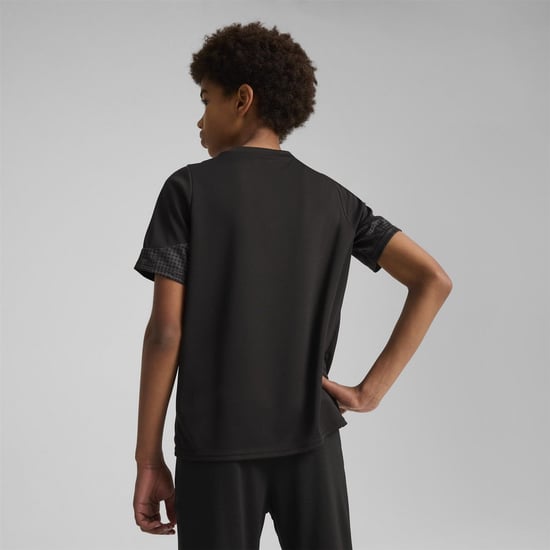 Boys Puma Football Jersey Short Sleeve Performance T-Shirt in Blk-Sil-FltDGry - Image 4