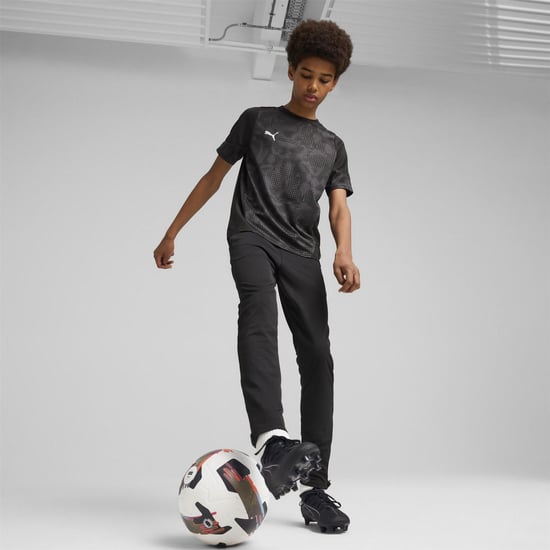 Boys Puma Football Jersey Short Sleeve Performance T-Shirt in Blk-Sil-FltDGry - Image 6