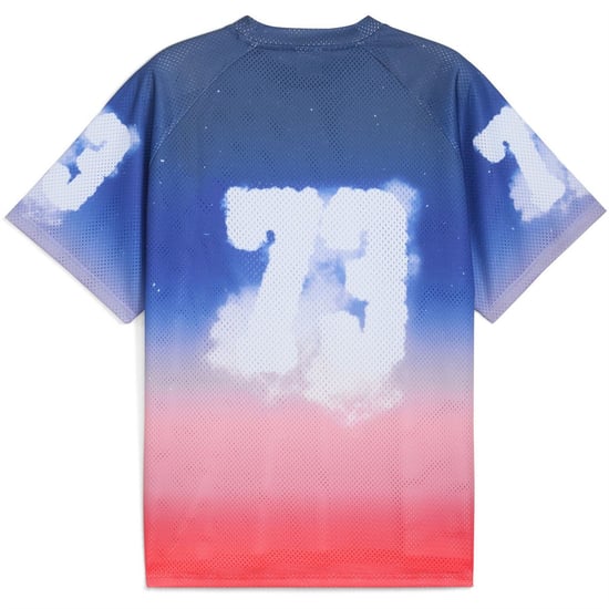 Men's Puma Hooptopia Sunset Hoops Jersey Short Sleeve Performance T-Shirt in Persian Blue - Image 2