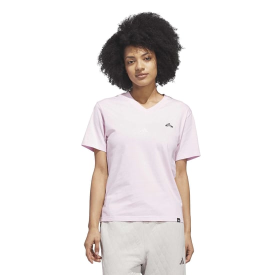 Men's adidas Slide V Neck T-Shirt in Clear Pink - Image 2