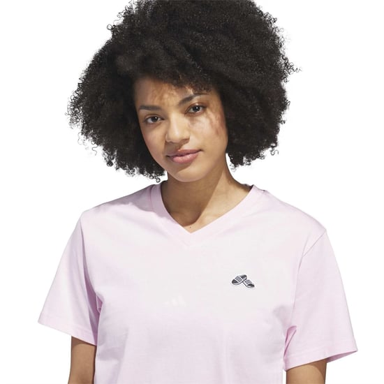 Men's adidas Slide V Neck T-Shirt in Clear Pink - Image 4