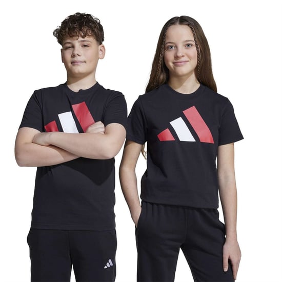 Boys adidas J Bl Tee 160 in Black/Pure Ruby - Image 2