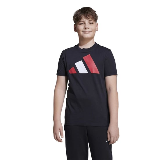 Boys adidas J Bl Tee 160 in Black/Pure Ruby - Image 4