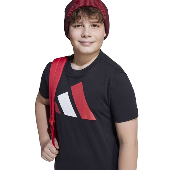 Boys adidas J Bl Tee 160 in Black/Pure Ruby - Image 6