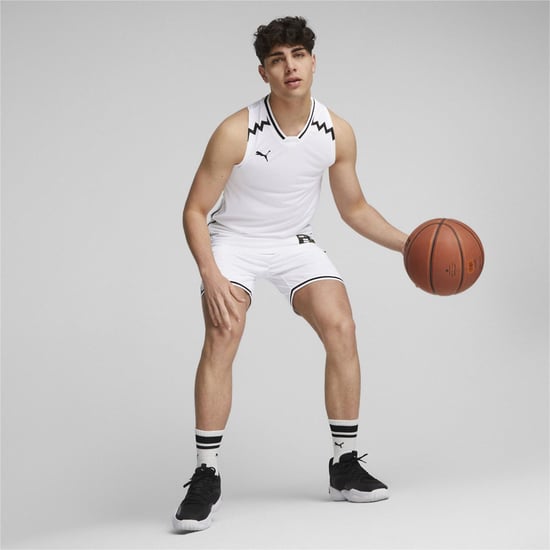 Men's Puma Hoops Team Game Performance Basketball Jersey in White - Image 5