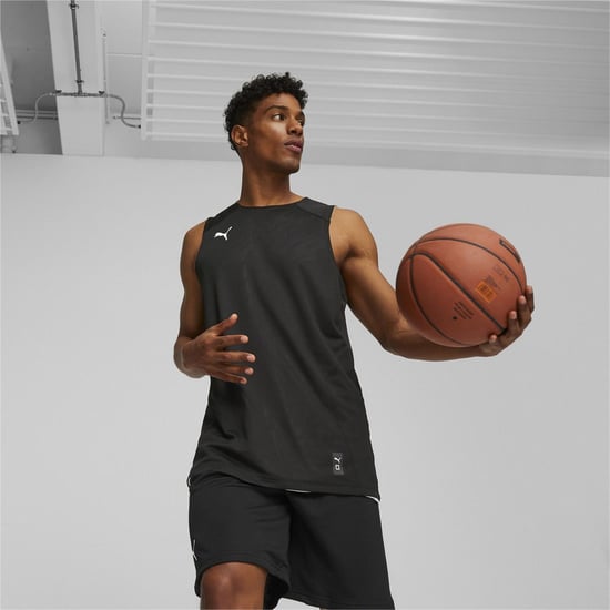 Men's Puma Hoops Team Reverse Practice Performance Basketball Jersey in Black - Image 3